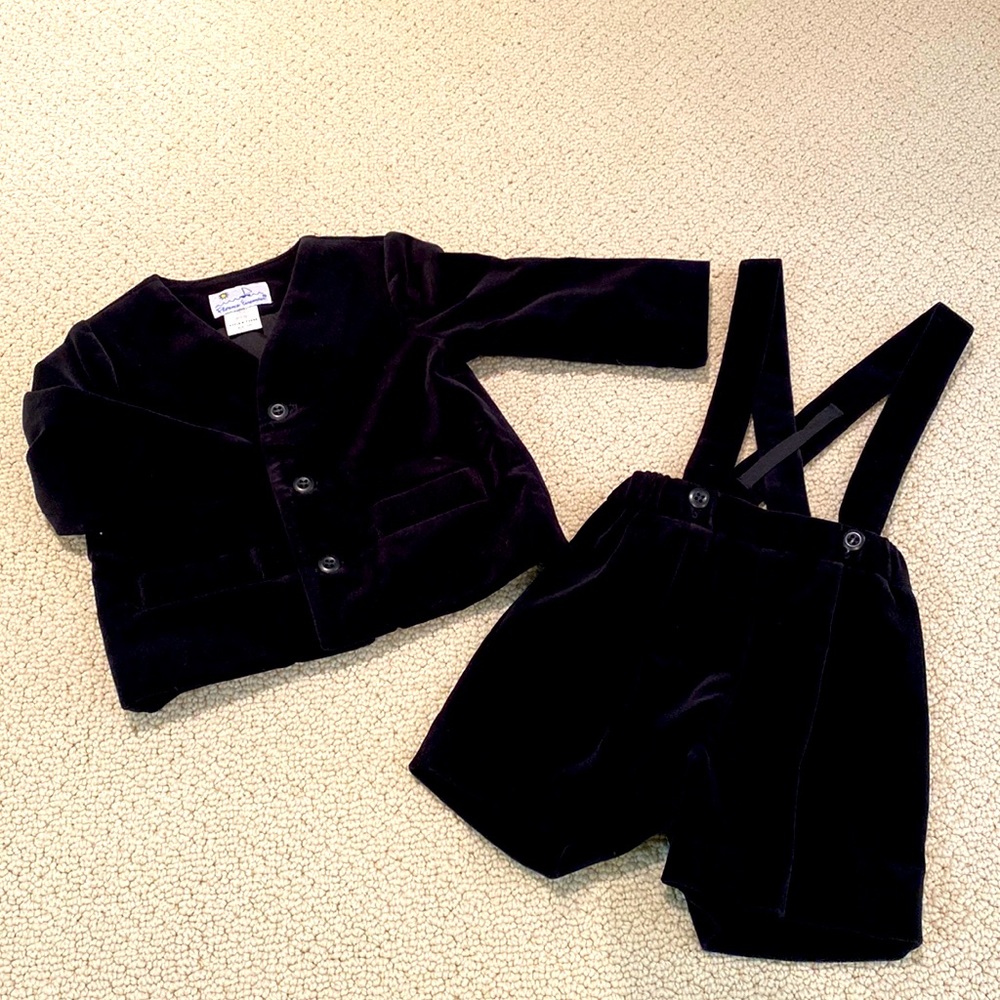 Florence Eisman Black Velvet 2 Piece Outfit Size 24m